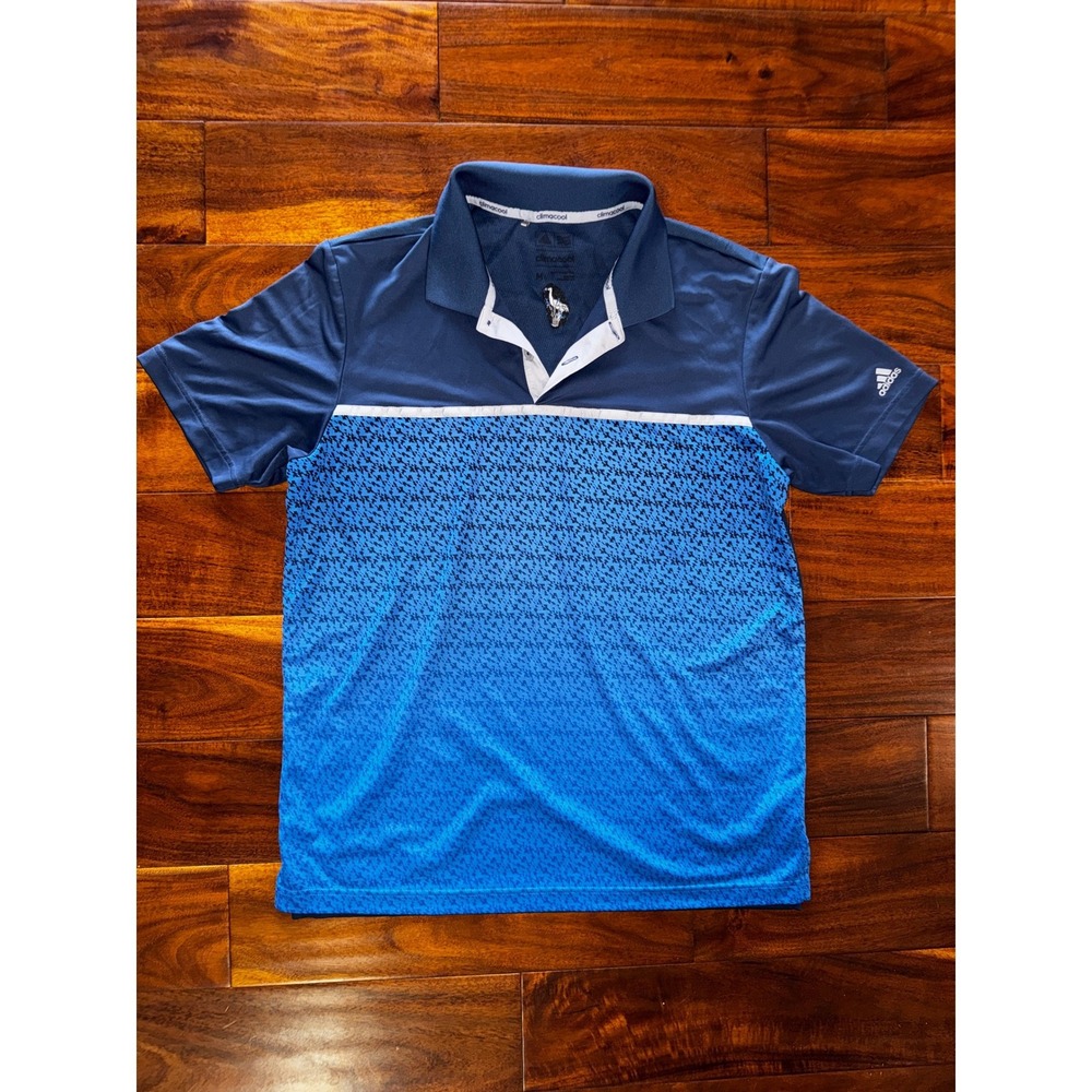 Adidas Climacool Golf Polo Mens Medium Blue Gradient Short Sleeve Shirt